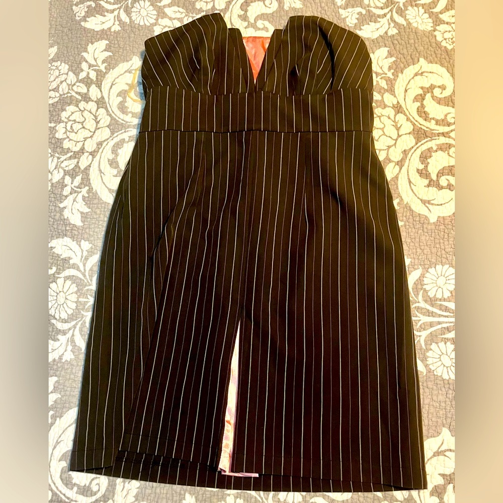 Vintage Frederick’s of Hollywood Pinstripe dress Black pink USA Made size 14